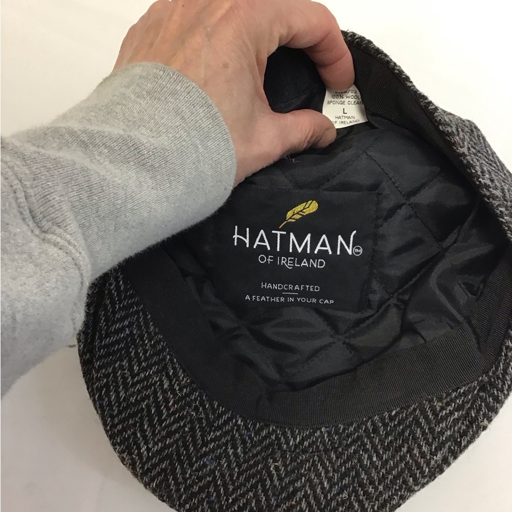Men's Charcoal Herringbone Cap - Picture 5 of 8